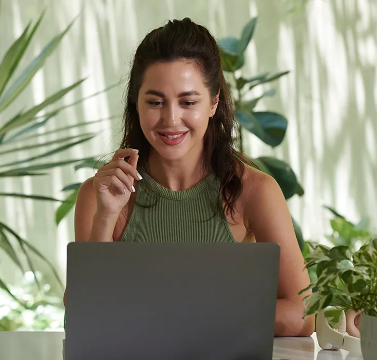 Woman using laptop